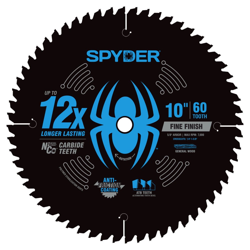 Spyder 10 Inch 60T Fine Finish Saw Blade for Wood, large image number 2