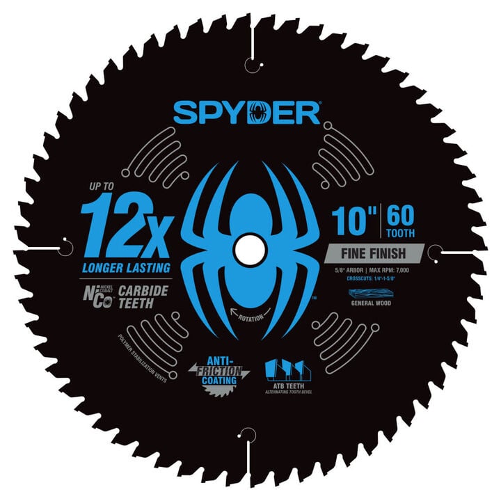 Spyder 10 Inch 60T Fine Finish Saw Blade for Wood, large image number 1