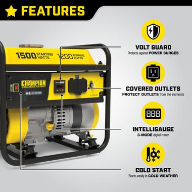 Champion Power Equipment 1200-Watt Multi-Purpose Portable Generator with Cold Start TechnologyEPA Certified and CARB Compliant, large image number 1