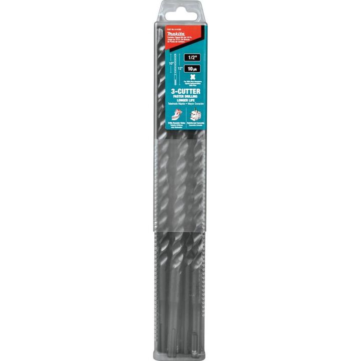 Makita 1/2in x 12in SDS-Plus Bit, 3-Cutter, 10pk, large image number 10