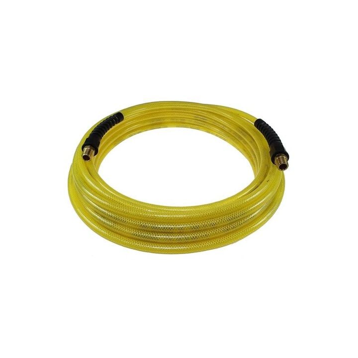 Coilhose 25ft Flexeel Hose, Reusable Strain Relief Fittings, 1/4in MPT, Yellow