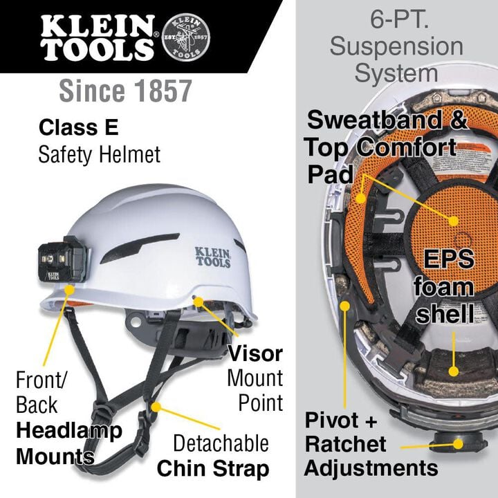Klein Tools Safety Helmet Class E with Lamp, large image number 1
