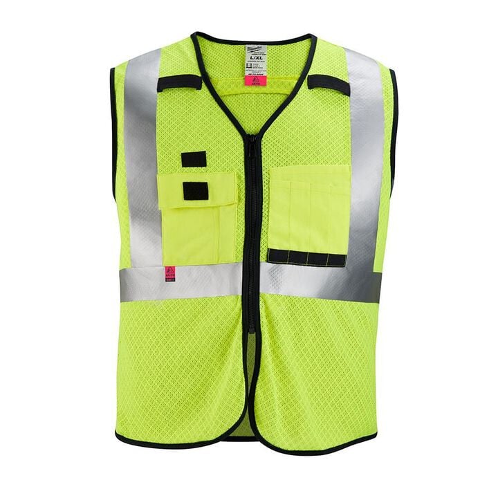 Milwaukee High Vis Safety Vest Yellow Class 2 Mesh AR/FR Cat 1 S/M