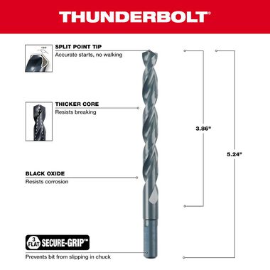 Milwaukee 13/32 In. Thunderbolt Black Oxide Drill Bit, large image number 2