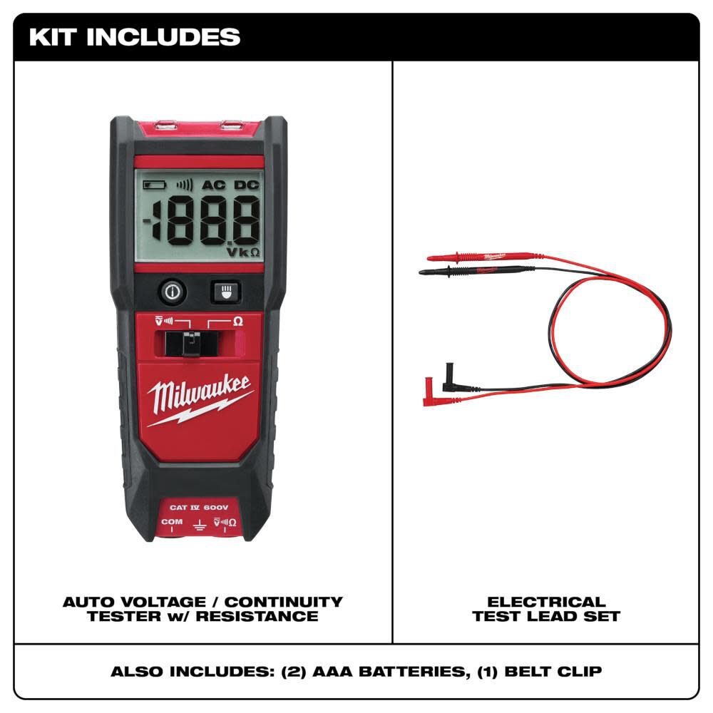 Milwaukee Auto Voltage/Continuity Tester with Resistance Measurement