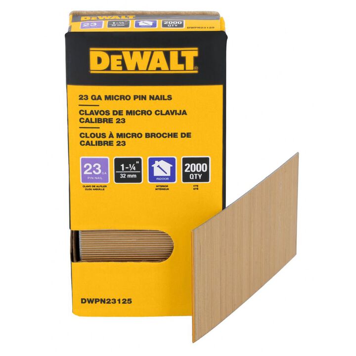 DEWALT 1-1/4 Inch 23 Gauge Pin Nail Chisel Point 2000 Pieces