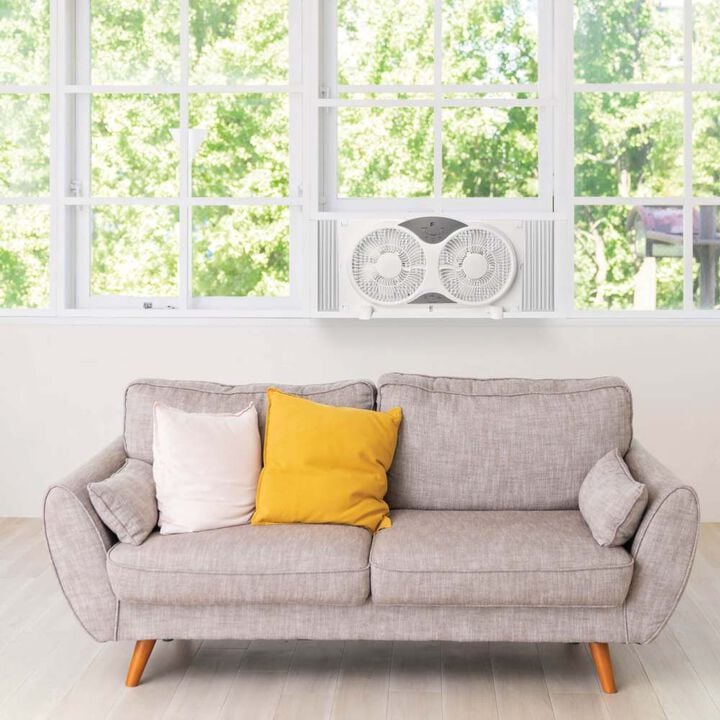 Perfect Aire 9 Inch 408 CFM Reversible Twin Window Fan with 3 Speed and Remote, large image number 7
