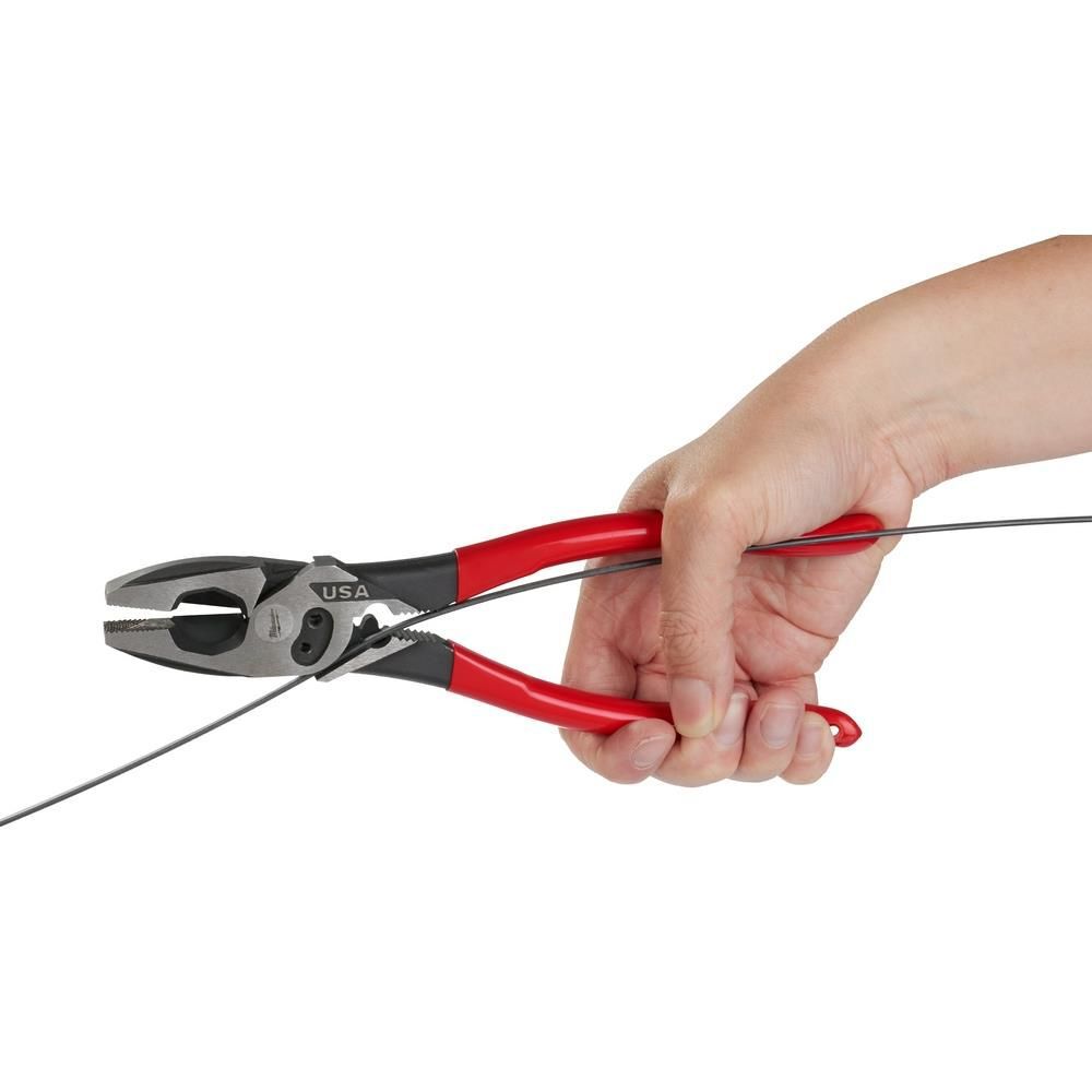 Milwaukee 9inch Linemans Dipped Grip Pliers with Crimper & Bolt Cutter (USA), large image number 9