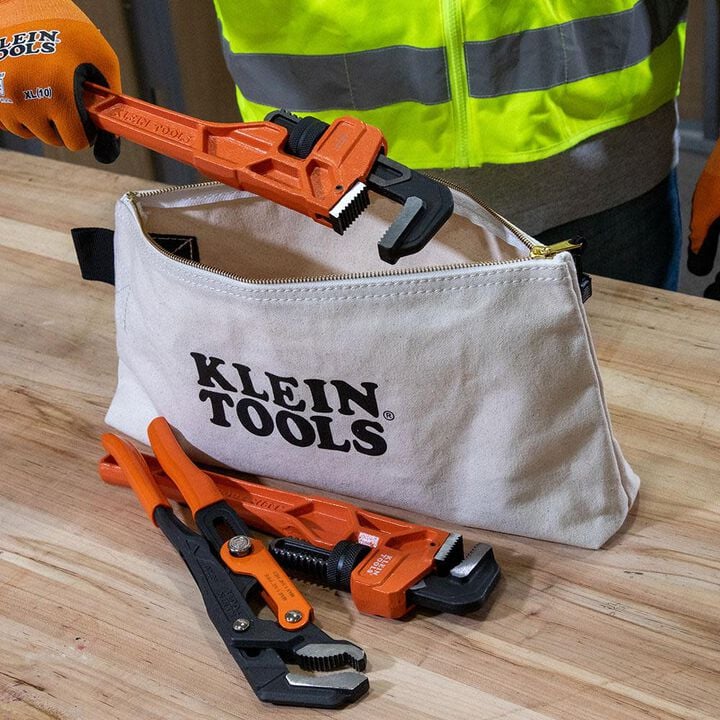 Klein Tools Zipper Bag, Extra-Long Canvas Tool Pouch, 16 Inch, Natural, large image number 8