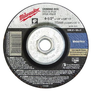 Milwaukee 4-1/2 Inch Grinding Wheel (Type 27)