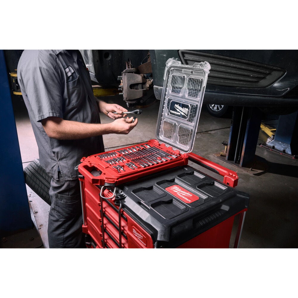 Milwaukee 1/4 Inch and 3/8 Inch Drive SAE Bit Socket Set with PACKOUT Compact Low-Profile Organizer, 46 Pieces, large image number 6
