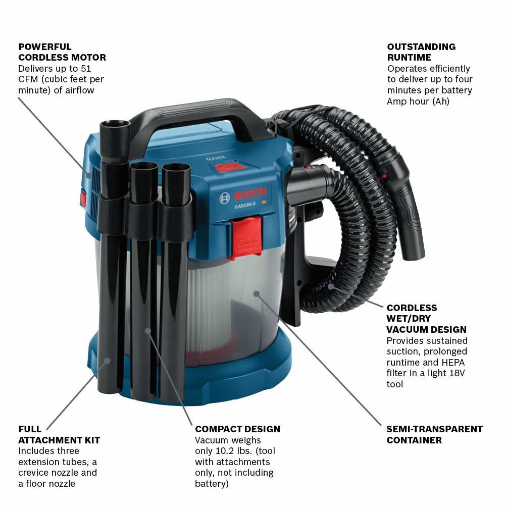 Bosch Promotional 18 V 2.6-Gallon Wet/Dry Vacuum Cleaner with HEPA Filter (Bare Tool), large image number 7