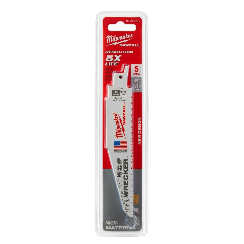 Milwaukee The Wrecker Multi-Material SAWZALL Blade 6 In. 7/11TPI 5 pk, large image number 11