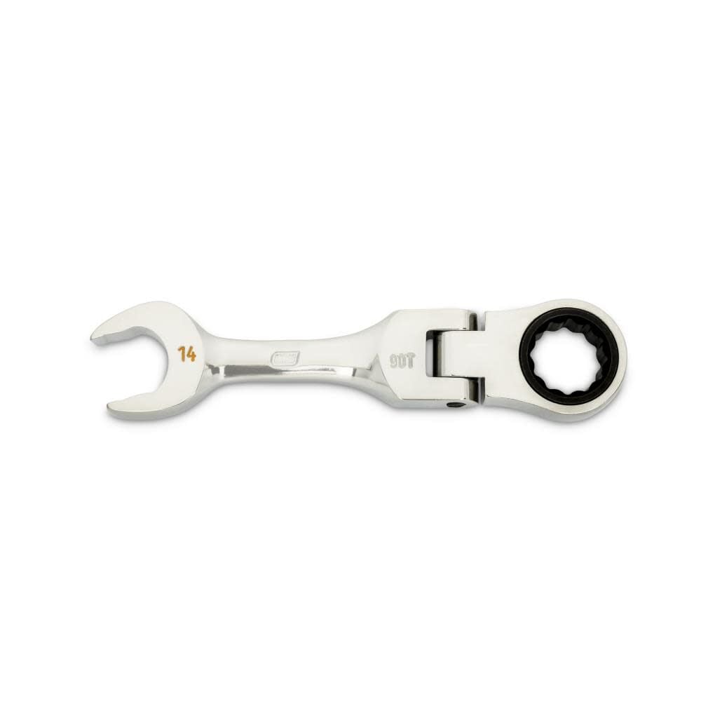 GEARWRENCH 14mm 90-Tooth 12 Point Stubby Flex Combination Ratcheting Wrench - 86864