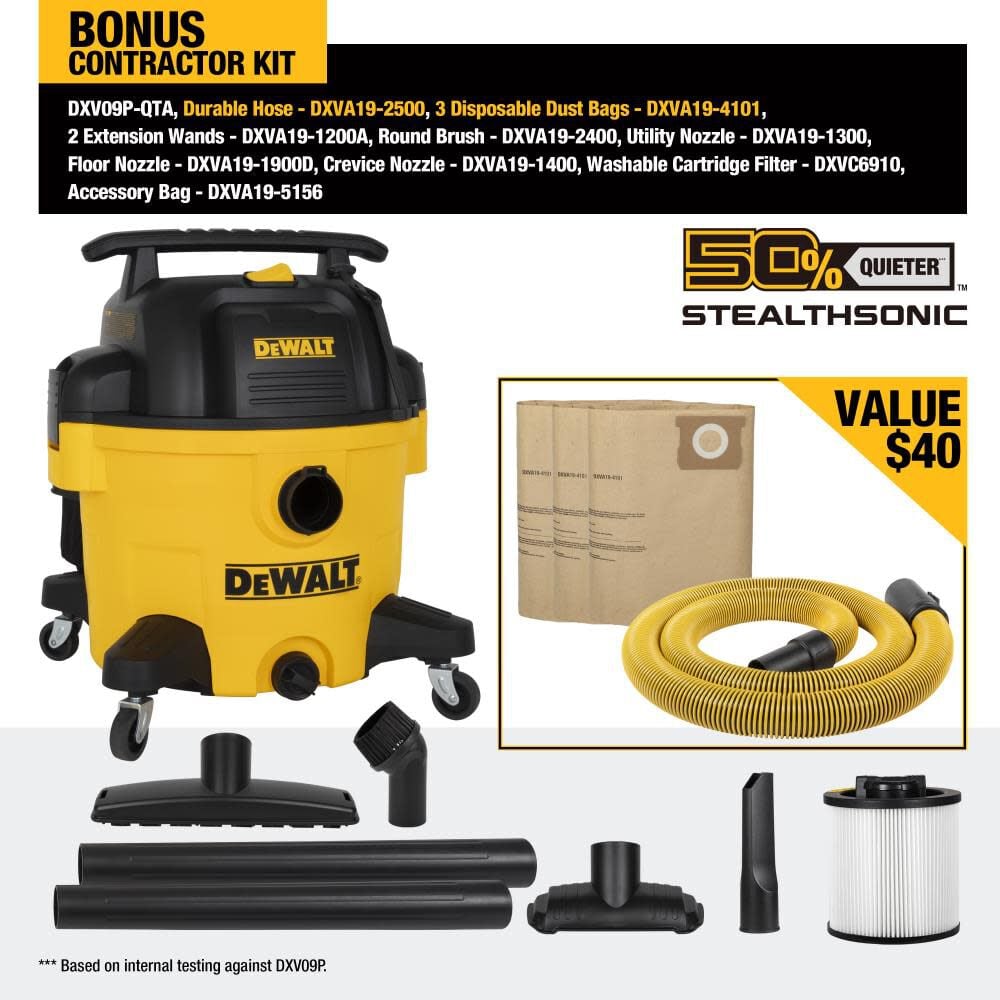 DEWALT 9 Gallon Stealth Sonic Wet/Dry Vacuum DXV09PQTA Acme Tools