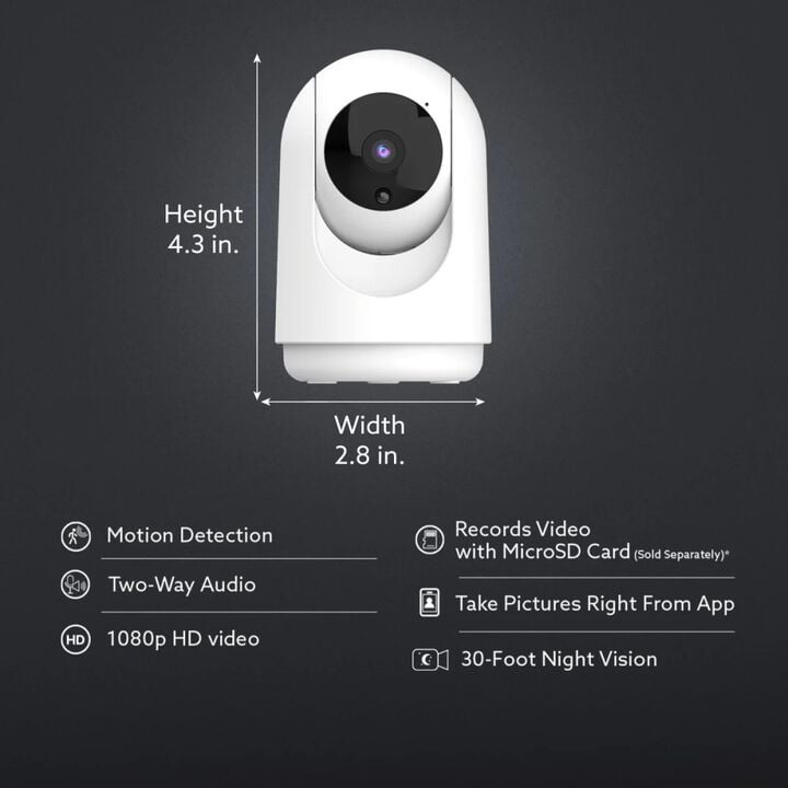 Feit Electric 1080p HD Indoor Pan/Tilt WiFi Smart Home Security Camera with Night Vision, 2-Way Audio, White, large image number 3