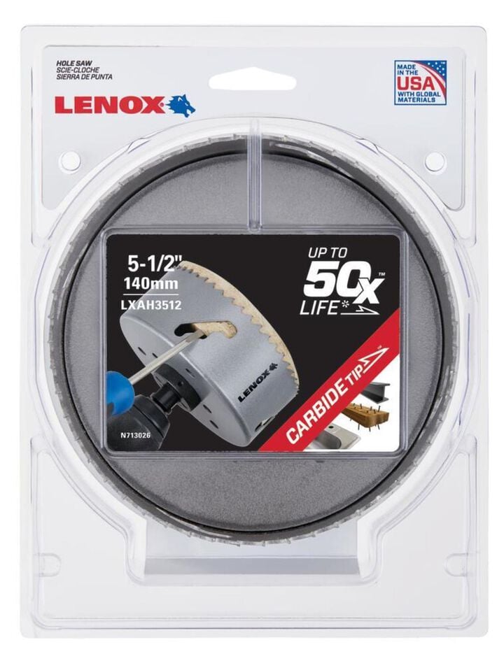 Lenox Hole Saw Carbide Tipped 5 1/2in 140mm, large image number 1