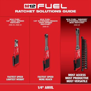 Milwaukee M12 FUEL 1/4inch Extended Reach High Speed Ratchet (Bare Tool), large image number 7