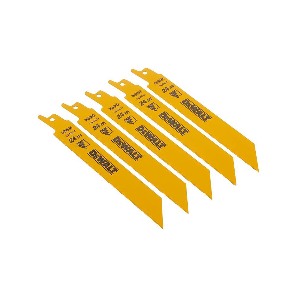 DEWALT 6-in 24TPI Straight Back Bi-Metal Reciprocating Saw Metal Cutting Blades, large image number 3