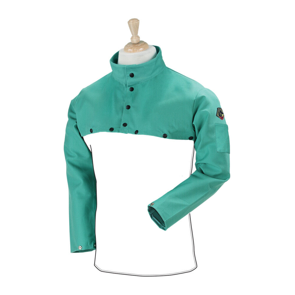 Black Stallion 9oz Green FR Cotton Welding Cape Sleeve XL, large image number 2