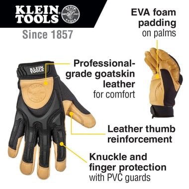 Klein Tools Pair of Leather Work Gloves - Large, large image number 1