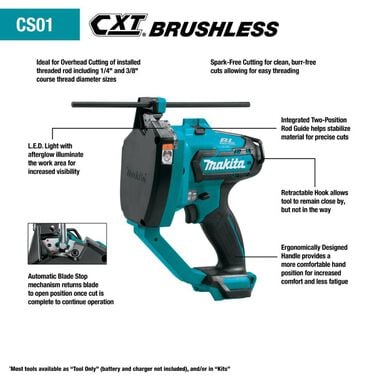 Makita 12V max CXT Lithium-Ion Brushless Cordless Threaded Rod Cutter (Bare Tool), large image number 6