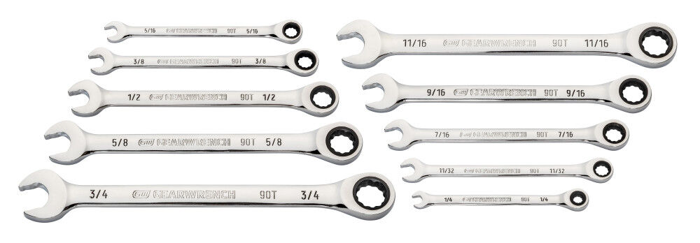 GEARWRENCH 10 Pc. 90T 12 Point SAE Combination Ratcheting Wrench Set, large image number 7