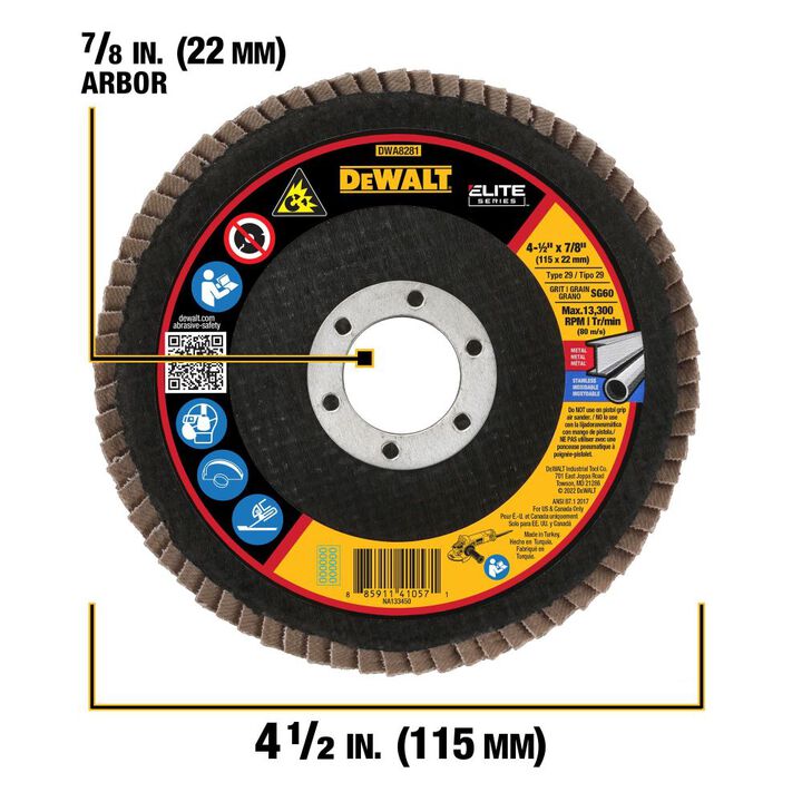 DEWALT Ceramic Flap Discs 4 1/2in X 7/8in 60G T29 XP, large image number 1