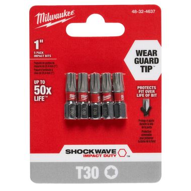 Milwaukee SHOCKWAVE 1 in. T30 Impact Driver Bits 5PK, large image number 7