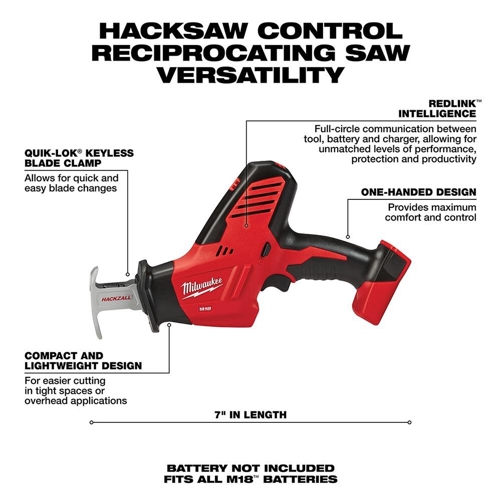 Milwaukee M18 Hackzall Reciprocating Saw Bare Tool 2625 20 - Image 2