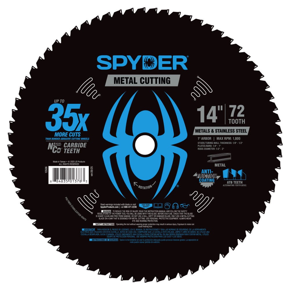 Spyder 14 Inch 72T Saw Blade for Metals and Stainless Steel, large image number 1