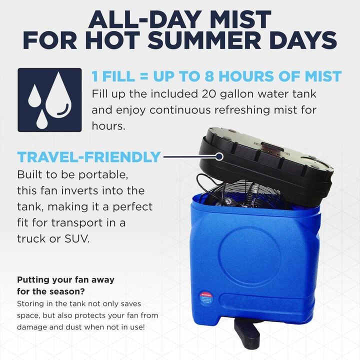 Maxx Air 14 Inch 1000 CFM 120V 3-Speed Misting Fan with 20 Gallon Tank, large image number 12