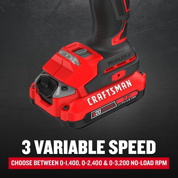 CRAFTSMAN V20 BRUSHLESS RP Cordless 1/4 Inch Impact Driver Kit, large image number 7