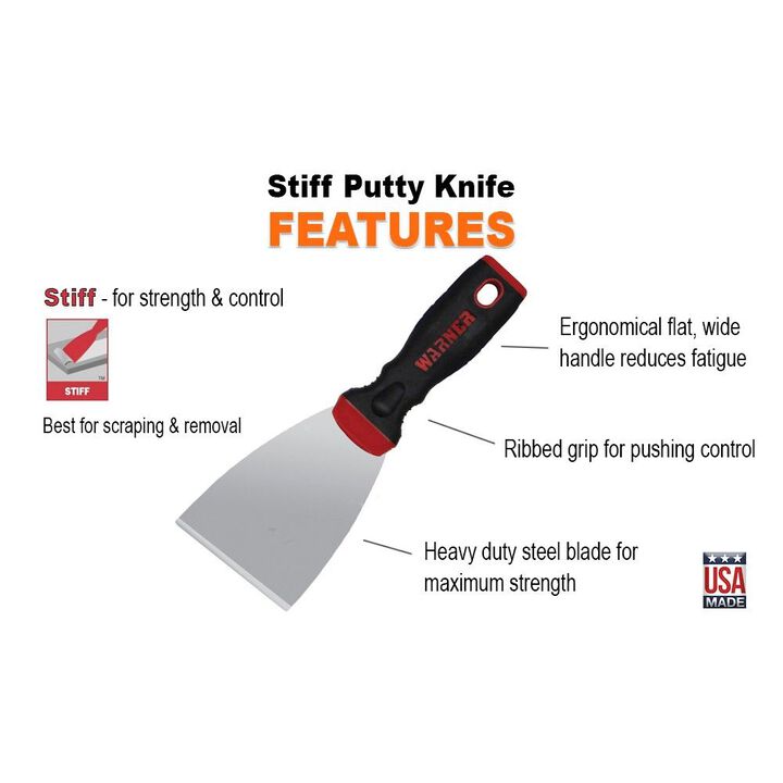 Warner 1-1/2in Width Stainless Steel Putty Knife with Hammer Cap, large image number 1