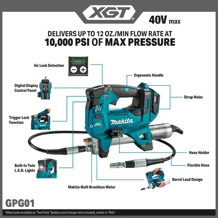 Makita 40V max XGT Brushless Cordless Grease Gun (Bare Tool), large image number 1
