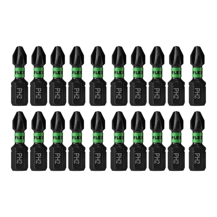 FLEX IMPACKS 1 Inch PH2 Impact Driver Bit Set, 20 Pieces, large image number 1