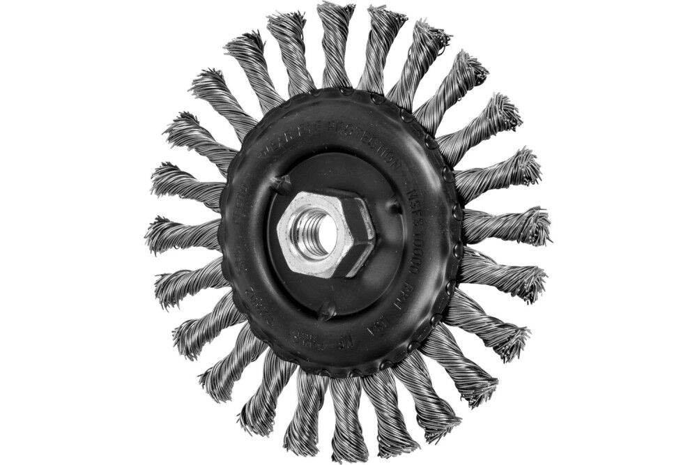 Pferd Standard Twist Knot Wire Wheel Brush 6 Inch Diameter .023 Stainless Steel 5/8-11 Inch Thread, large image number 1