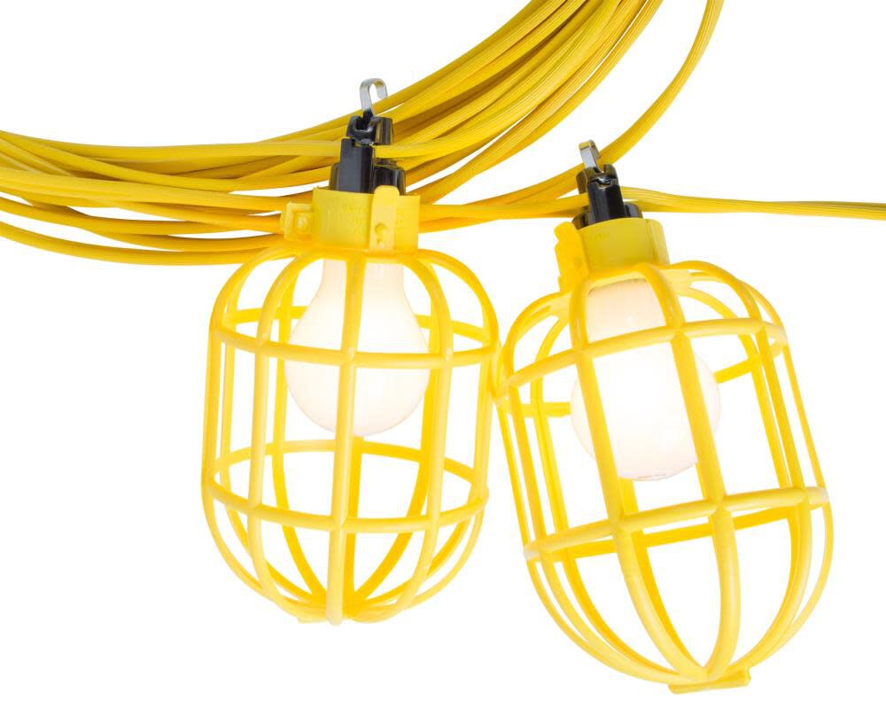 Bergen Industries 50 ft. 14/2 Flat Wire 5-Lamp Plastic Cage Temporary Light Stringer 10 ft. Centers Yellow, large image number 2