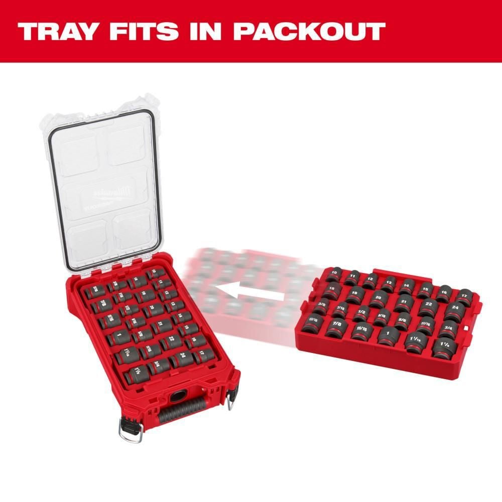 Milwaukee SHOCKWAVE Impact Duty Socket 1/2 Dr 27pc SAE/MM Tray Set, large image number 10