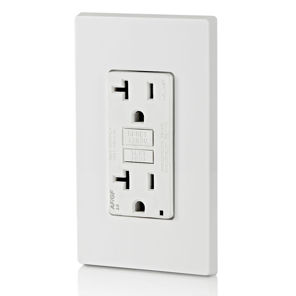 Leviton SmartlockPro AFCI/GFCI Outlet 20A 125V 2Pole White Duplex, large image number 2