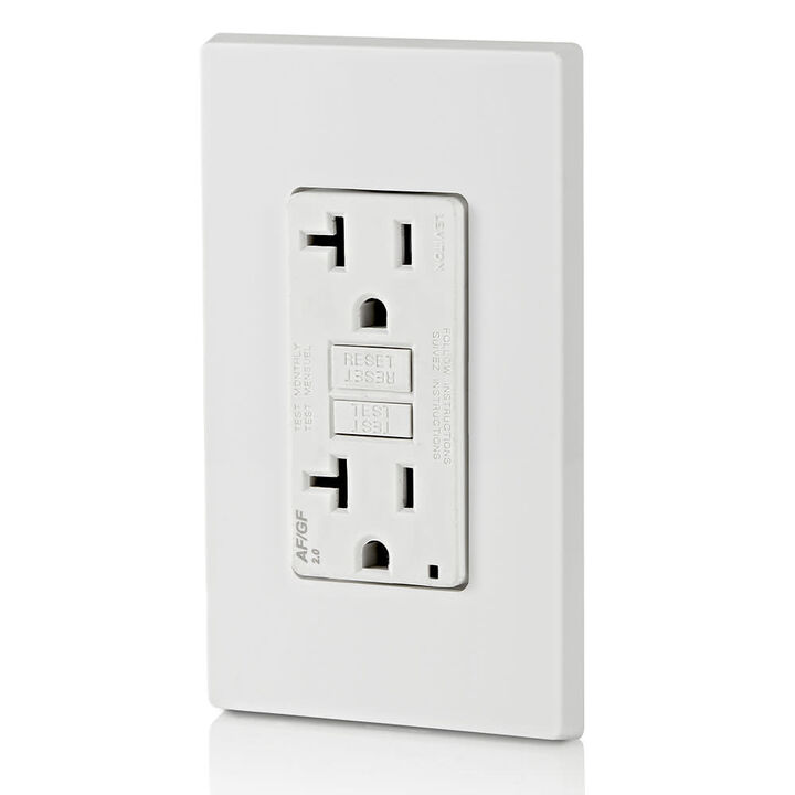 Leviton SmartlockPro AFCI/GFCI Outlet 20A 125V 2Pole White Duplex, large image number 1