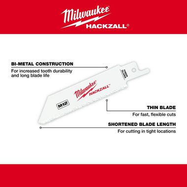 Milwaukee M12 Hackzall Grit Edge Fiberglass Bi-Metal Blade 3Ct, large image number 4