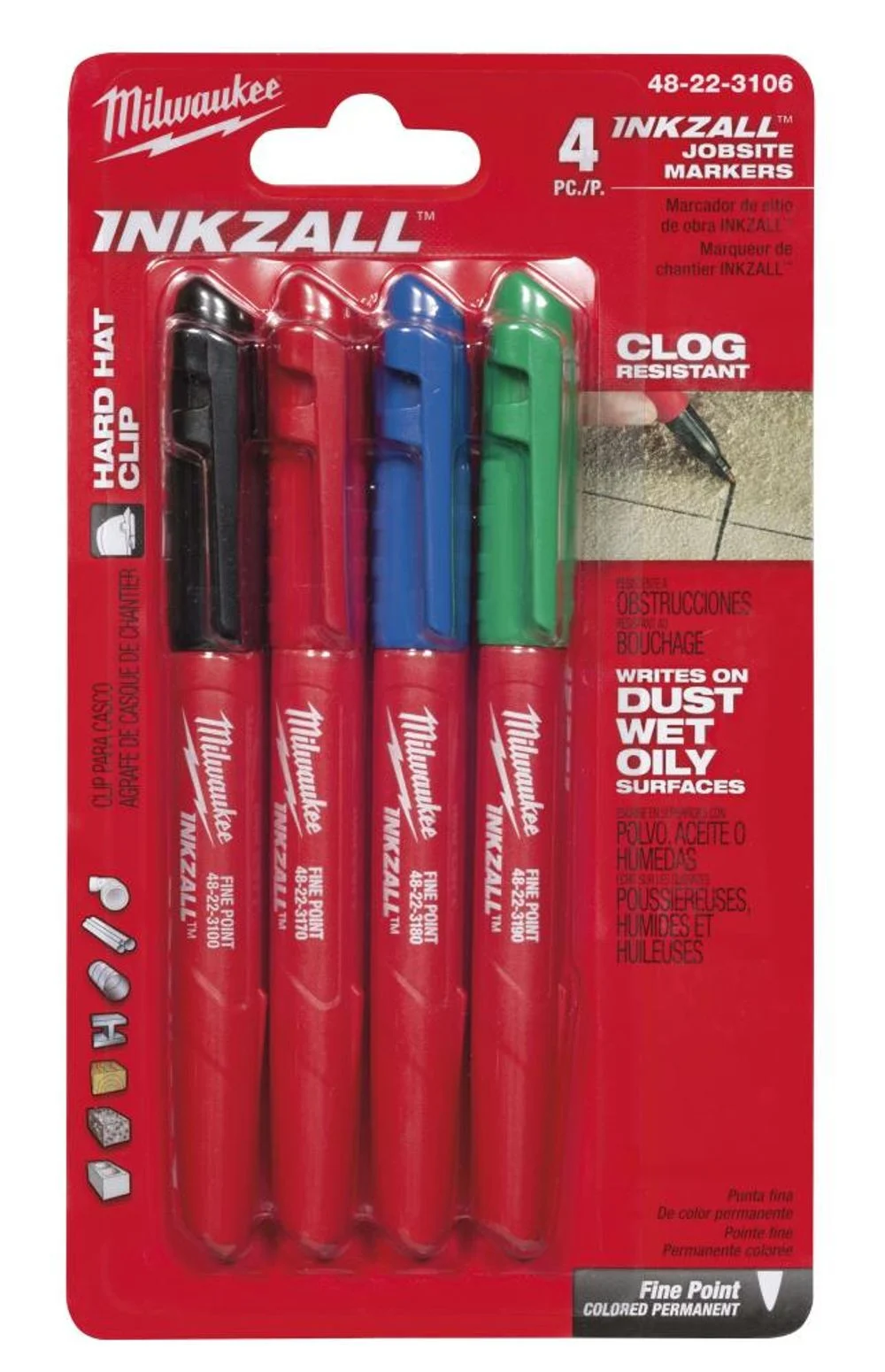 Milwaukee INKZALL Fine Point Colored Markers (4 Pack), large image number 1