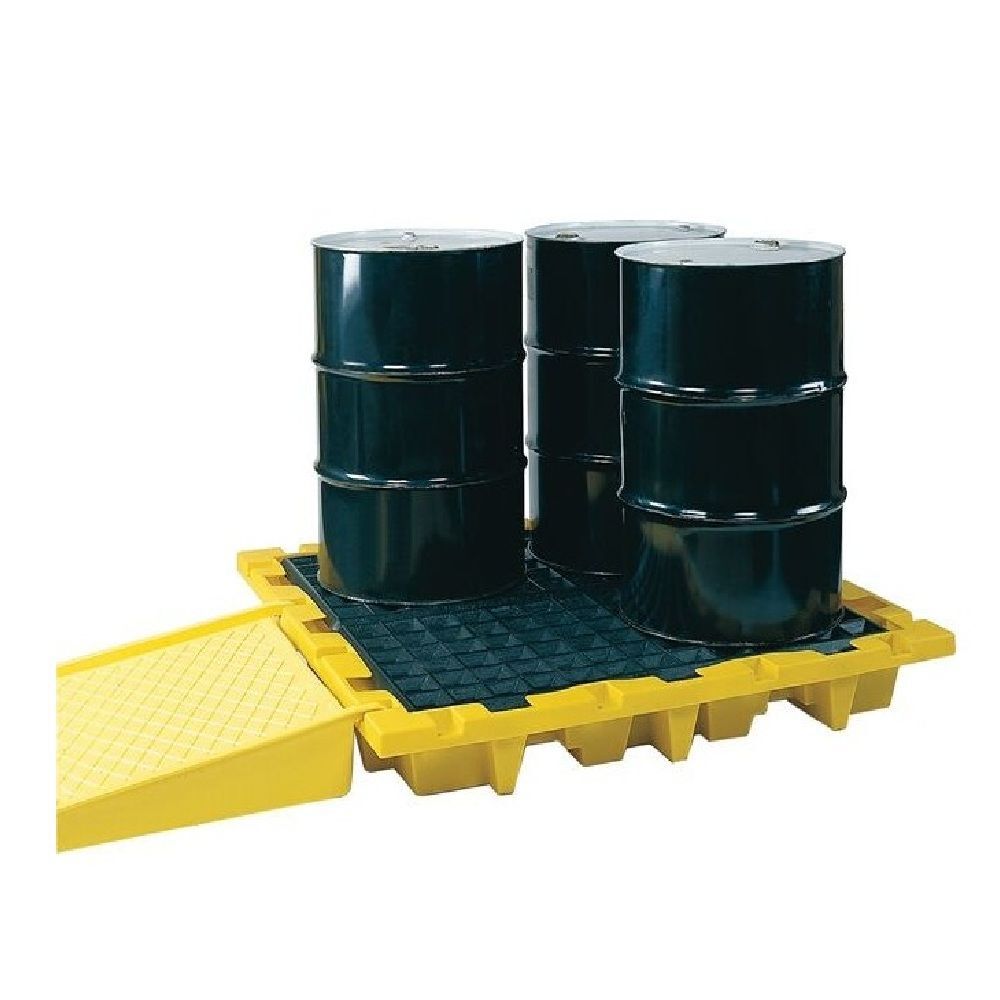 Justrite Plastic 4 Drum Nestable Pallet, Yellow, large image number 10