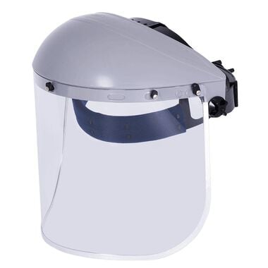 Sellstrom Single Crown Safety Face Shield with Ratchet Headgear Uncoated Aluminum Bound Window Clear Tint Gray Crown