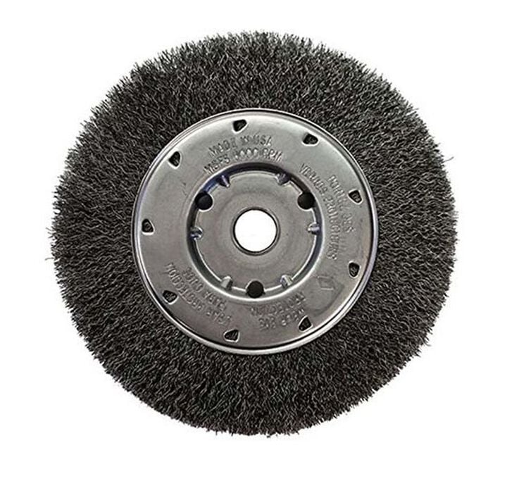 United Abrasives 6 Inch x 5/8 Inch 1/2 Inch 6000 RPM Carbon Steel Bench Wire Wheel