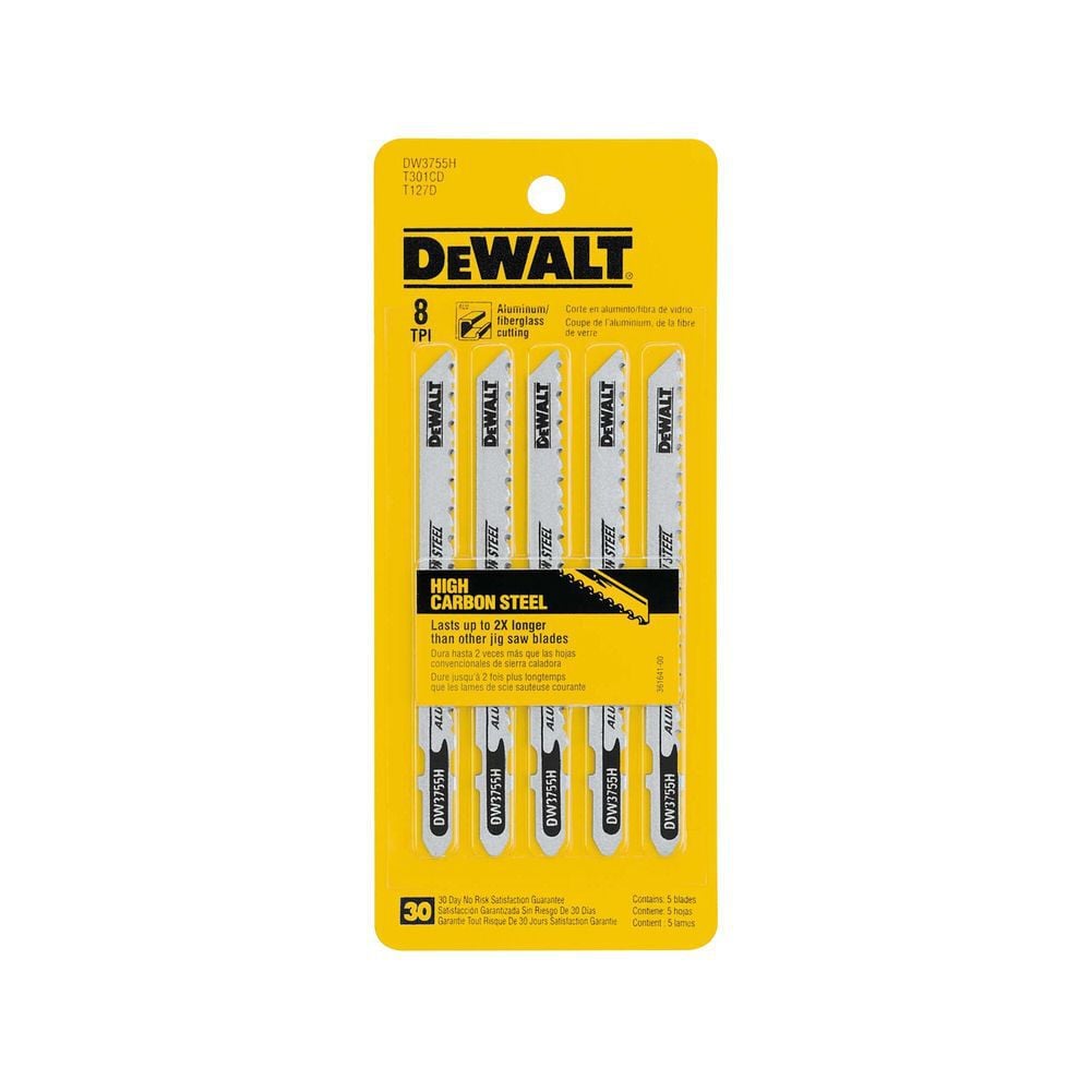 DEWALT 4 in 8 TPI Aluminum/Fiberglass Cut Hcs T-Shank Jig Saw Blade, large image number 3
