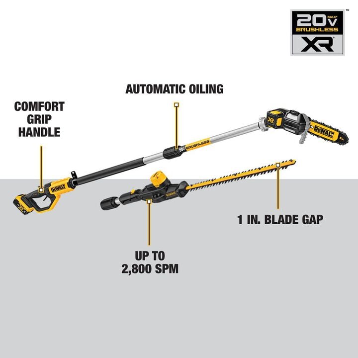 DEWALT 20V MAX Lithium-Ion Cordless Pole Saw and Pole Hedge Trimmer Combo Kit, large image number 2