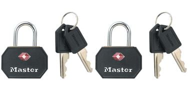 Master Lock 1-1/4 In. (32mm) Wide Solid Metal TSA-Accepted Luggage Lock Black 2 pack - 4681TBLK, large image number 0
