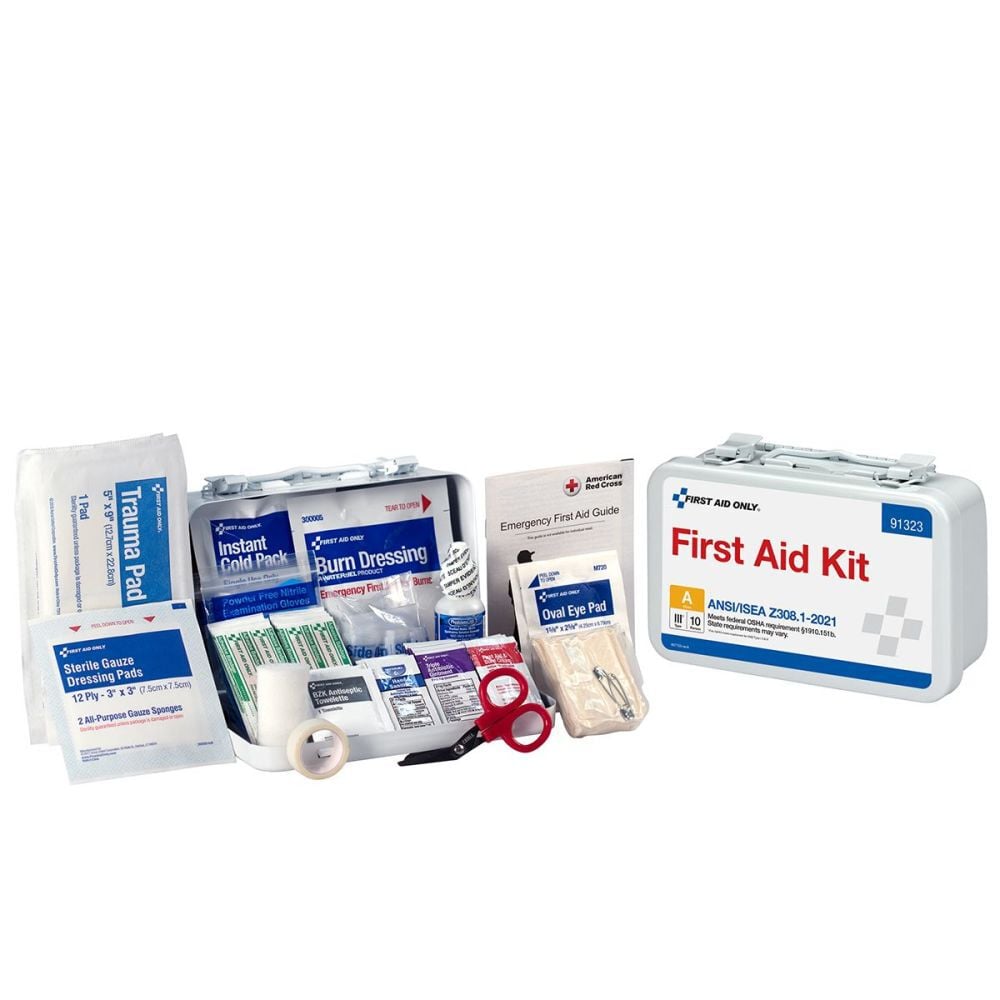 First Aid Only First Aid Kit 10 Person Metal Case ANSI Portable – 91323